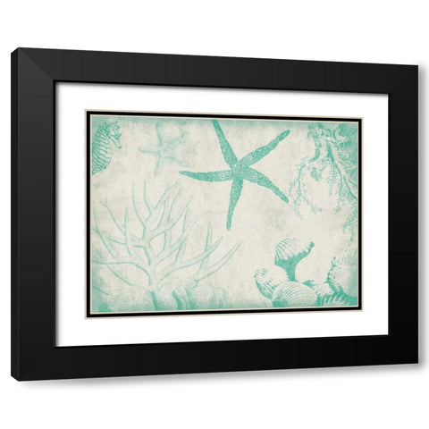 Sea Life in Teal 2 Black Modern Wood Framed Art Print with Double Matting by Grey, Jace