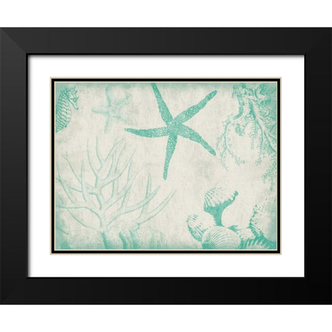 Sea Life in Teal 2 Black Modern Wood Framed Art Print with Double Matting by Grey, Jace