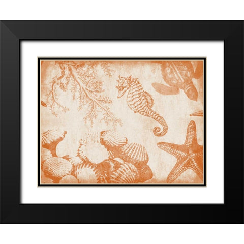 Sea Life in Burnt Orange 1 Black Modern Wood Framed Art Print with Double Matting by Grey, Jace