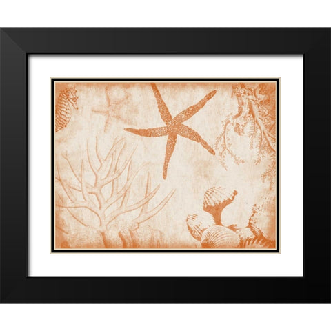 Sea Life in Burnt Orange 2 Black Modern Wood Framed Art Print with Double Matting by Grey, Jace