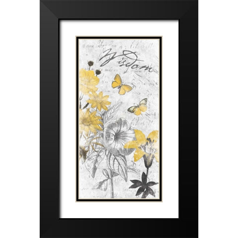 Wisdom Floral Black Modern Wood Framed Art Print with Double Matting by Grey, Jace