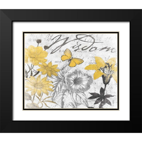 Wisdom Floral B Black Modern Wood Framed Art Print with Double Matting by Grey, Jace