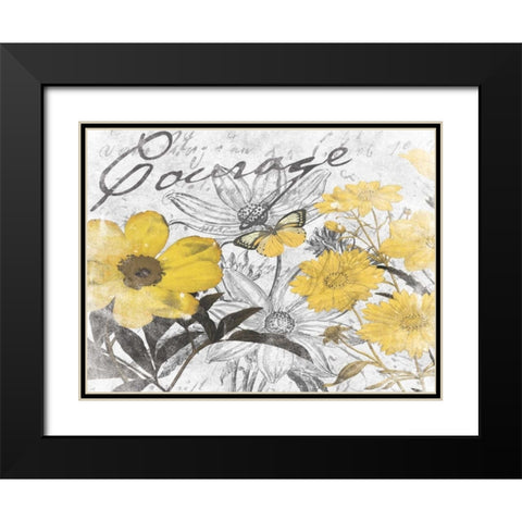Courage Floral D Black Modern Wood Framed Art Print with Double Matting by Grey, Jace
