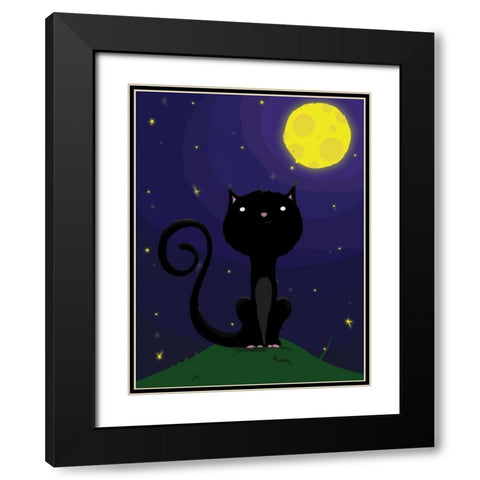 Halloween Cat. A Black Modern Wood Framed Art Print with Double Matting by Grey, Jace