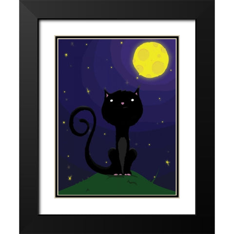 Halloween Cat. A Black Modern Wood Framed Art Print with Double Matting by Grey, Jace