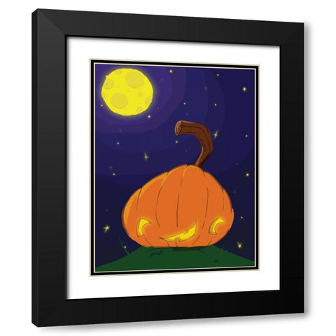 Halloween Pumpkin B Black Modern Wood Framed Art Print with Double Matting by Grey, Jace