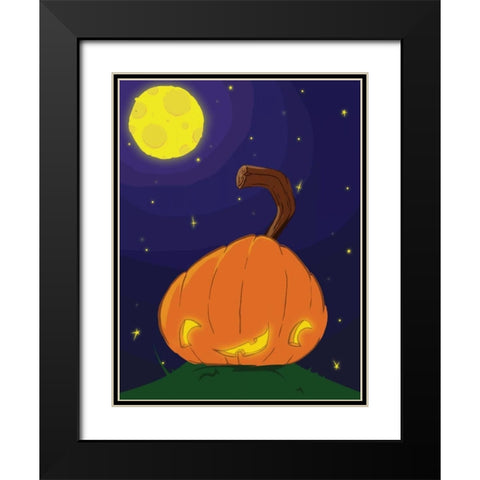 Halloween Pumpkin B Black Modern Wood Framed Art Print with Double Matting by Grey, Jace