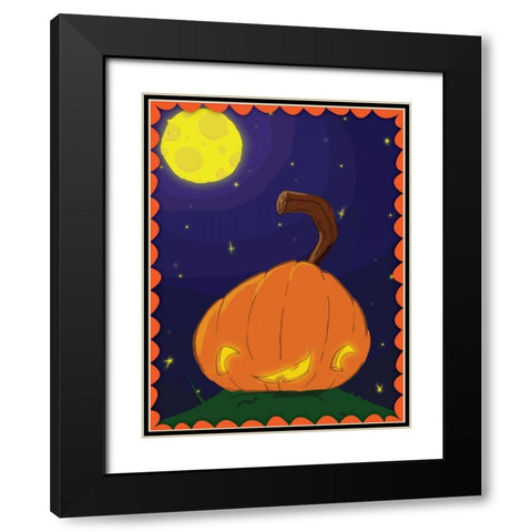 Halloween Pumpkin Black Modern Wood Framed Art Print with Double Matting by Grey, Jace