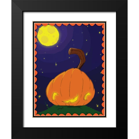 Halloween Pumpkin Black Modern Wood Framed Art Print with Double Matting by Grey, Jace