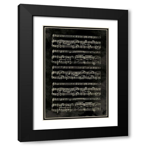 Music Sheet Black Black Modern Wood Framed Art Print with Double Matting by Grey, Jace