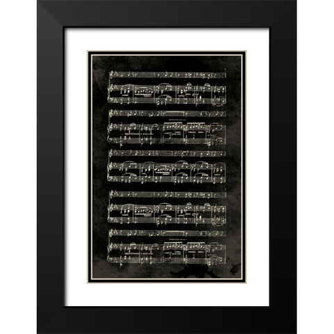 Music Sheet Black Black Modern Wood Framed Art Print with Double Matting by Grey, Jace