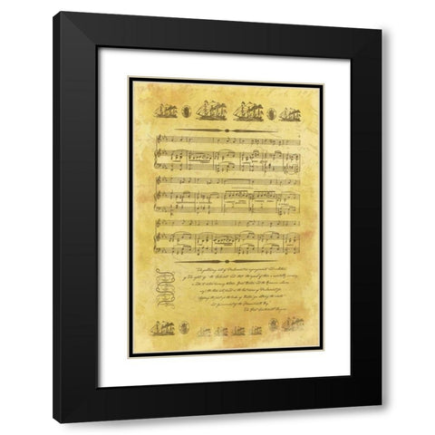Music Sheet Black Modern Wood Framed Art Print with Double Matting by Grey, Jace