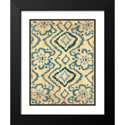 Blue Ikat Black Modern Wood Framed Art Print with Double Matting by Grey, Jace