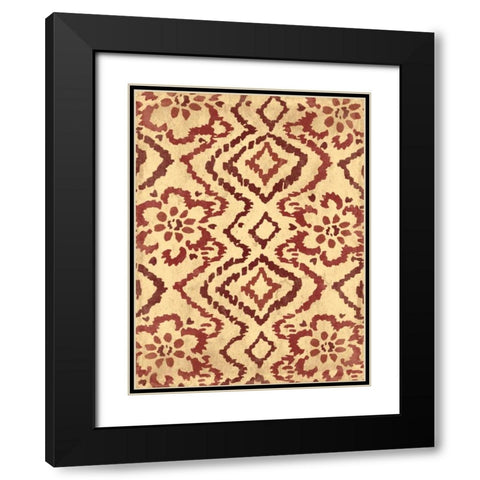 Ox Blood Ikat Black Modern Wood Framed Art Print with Double Matting by Grey, Jace