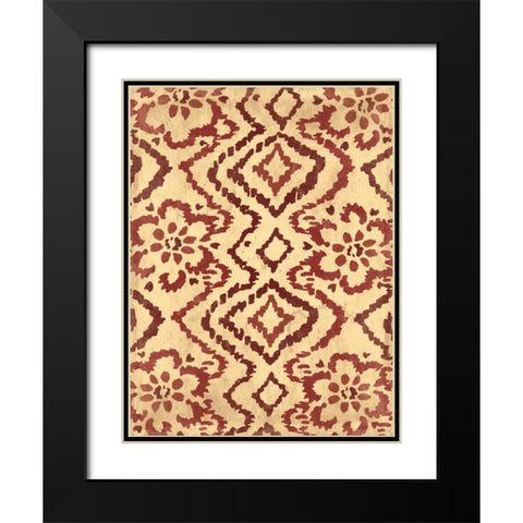 Ox Blood Ikat Black Modern Wood Framed Art Print with Double Matting by Grey, Jace