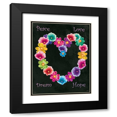 Peace Love Black Modern Wood Framed Art Print with Double Matting by Grey, Jace