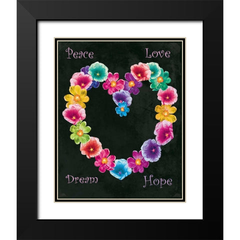 Peace Love Black Modern Wood Framed Art Print with Double Matting by Grey, Jace