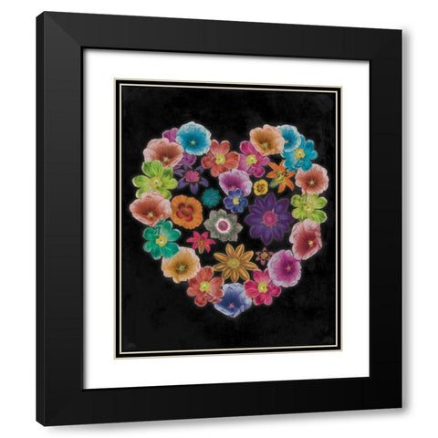 Floral Heart 3 Black Modern Wood Framed Art Print with Double Matting by Grey, Jace