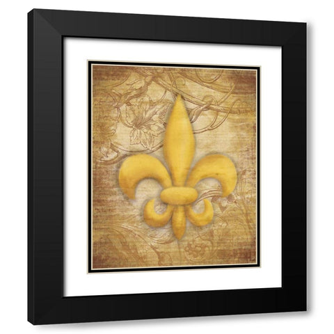 Fleur Delis Black Modern Wood Framed Art Print with Double Matting by Grey, Jace
