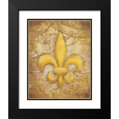 Fleur Delis Black Modern Wood Framed Art Print with Double Matting by Grey, Jace