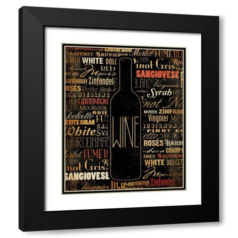WINE 1 Black Modern Wood Framed Art Print with Double Matting by Grey, Jace