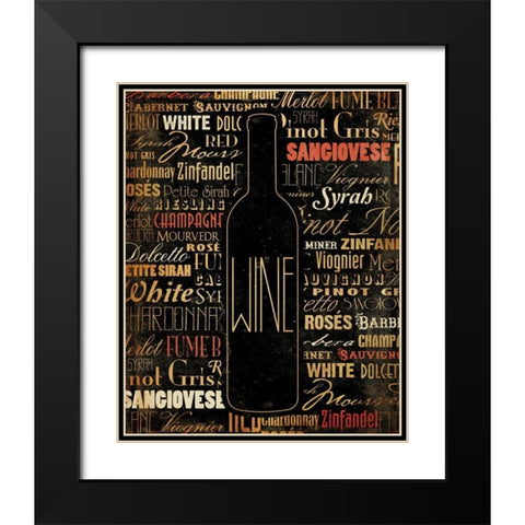 WINE 1 Black Modern Wood Framed Art Print with Double Matting by Grey, Jace