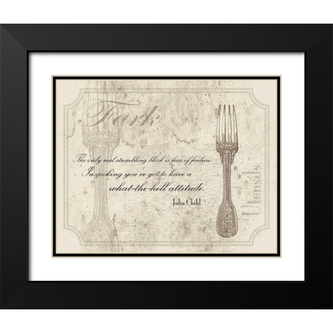 Fork Quote Black Modern Wood Framed Art Print with Double Matting by Grey, Jace