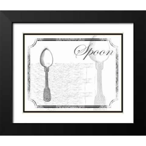 Simple Spoon Black Modern Wood Framed Art Print with Double Matting by Grey, Jace