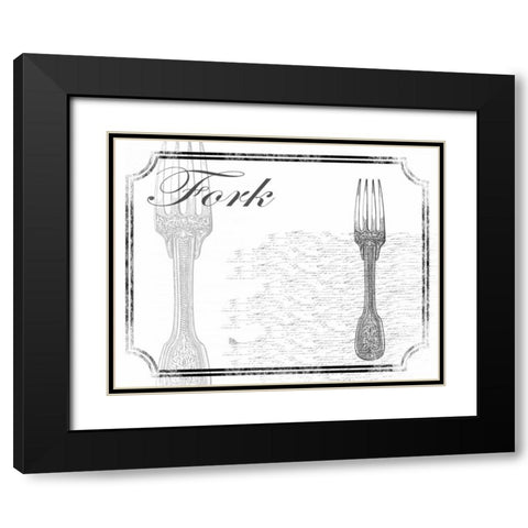 Simple Fork Black Modern Wood Framed Art Print with Double Matting by Grey, Jace