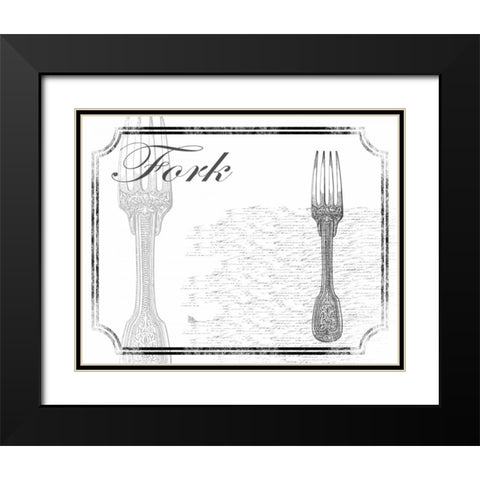 Simple Fork Black Modern Wood Framed Art Print with Double Matting by Grey, Jace