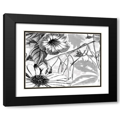 Simple BW Flower Black Modern Wood Framed Art Print with Double Matting by Grey, Jace