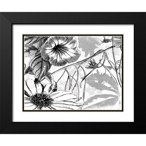 Simple BW Flower Black Modern Wood Framed Art Print with Double Matting by Grey, Jace