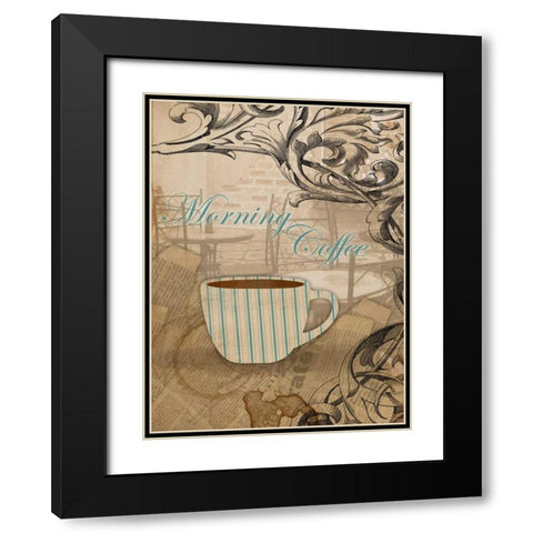 Morning Coffee Black Modern Wood Framed Art Print with Double Matting by Grey, Jace
