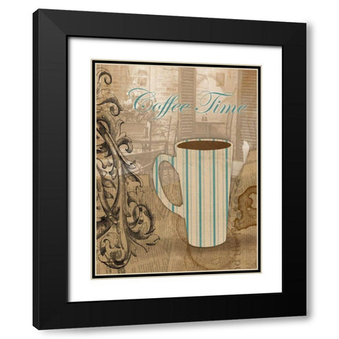 Coffee Time Black Modern Wood Framed Art Print with Double Matting by Grey, Jace