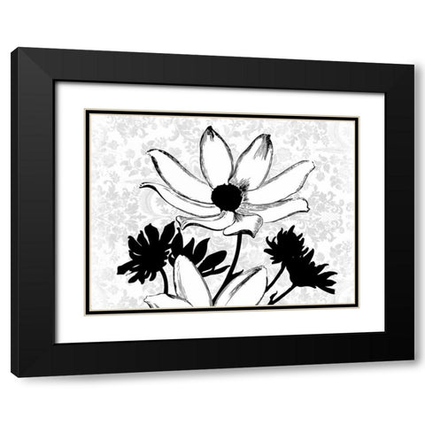 Simple Floral Black Modern Wood Framed Art Print with Double Matting by Grey, Jace