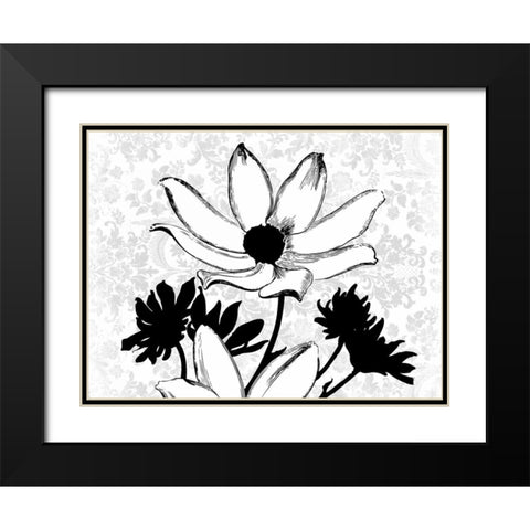 Simple Floral Black Modern Wood Framed Art Print with Double Matting by Grey, Jace