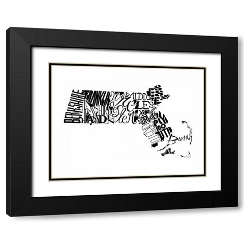 Massachusetts Black Modern Wood Framed Art Print with Double Matting by Grey, Jace