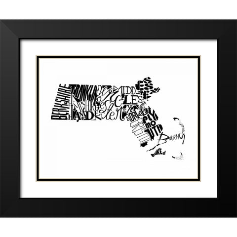 Massachusetts Black Modern Wood Framed Art Print with Double Matting by Grey, Jace