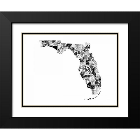 Florida Black Modern Wood Framed Art Print with Double Matting by Grey, Jace
