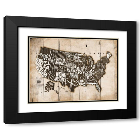 Sepia Wood USA Black Modern Wood Framed Art Print with Double Matting by Grey, Jace