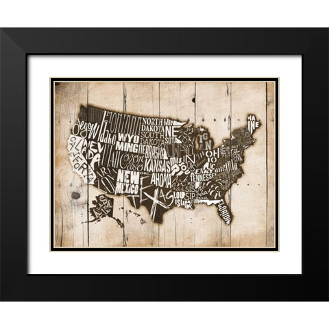 Sepia Wood USA Black Modern Wood Framed Art Print with Double Matting by Grey, Jace