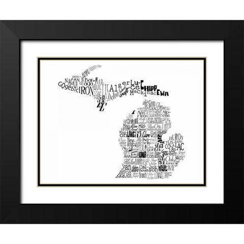 Michigan Black Modern Wood Framed Art Print with Double Matting by Grey, Jace