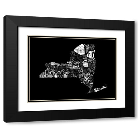 NY 3 Black Modern Wood Framed Art Print with Double Matting by Grey, Jace