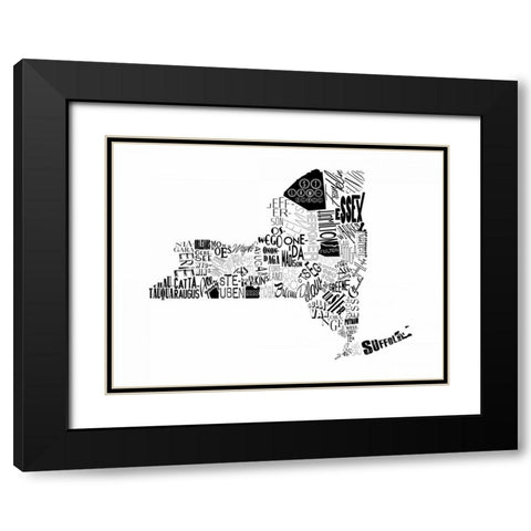 NY Black Modern Wood Framed Art Print with Double Matting by Grey, Jace