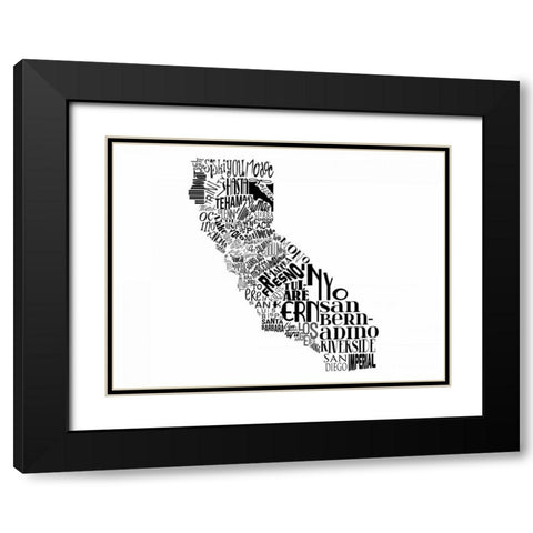 Cali Black Modern Wood Framed Art Print with Double Matting by Grey, Jace