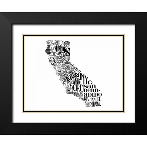Cali Black Modern Wood Framed Art Print with Double Matting by Grey, Jace