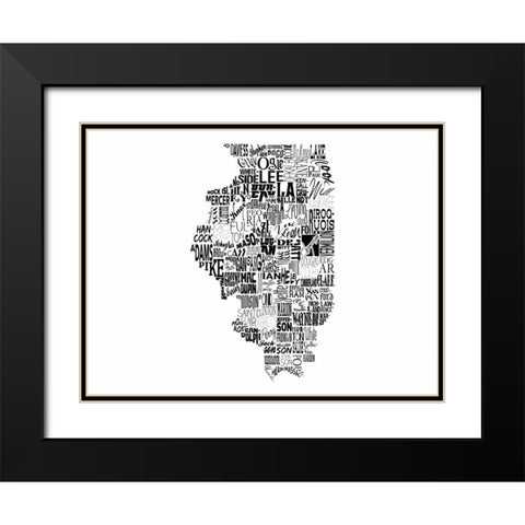 Illinois Black Modern Wood Framed Art Print with Double Matting by Grey, Jace