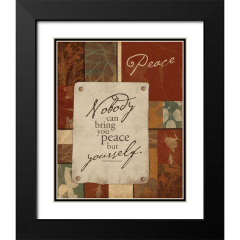 Peace Black Modern Wood Framed Art Print with Double Matting by Grey, Jace