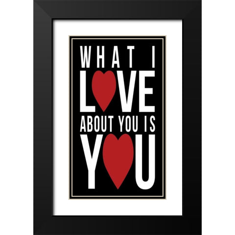 Love You Black Modern Wood Framed Art Print with Double Matting by Grey, Jace