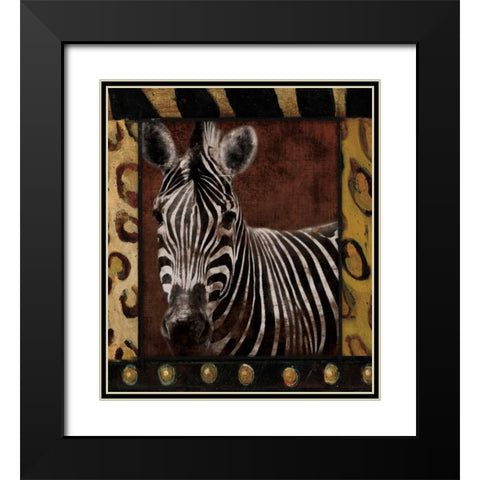 Zebra Dordered Black Modern Wood Framed Art Print with Double Matting by Grey, Jace